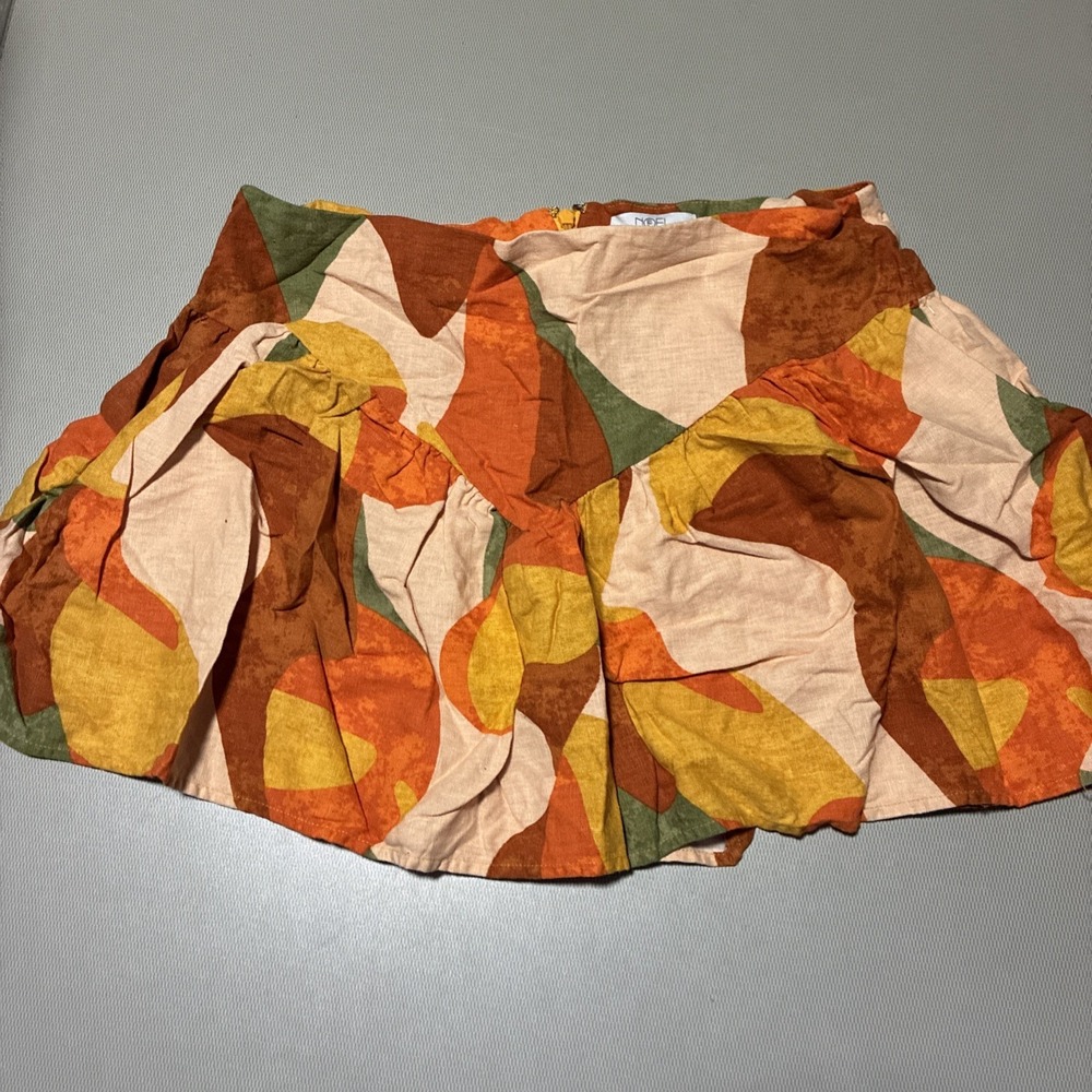 Fe Noel Womens Size 12 Multicolor Mixed Paint Print Back Zip Summer Mini Skirt